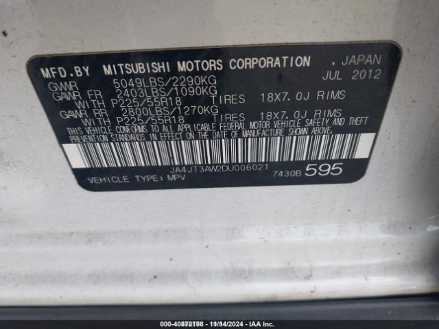 2013 MITSUBISHI OUTLANDER JA4JT3AW2DU006021 Photo 8