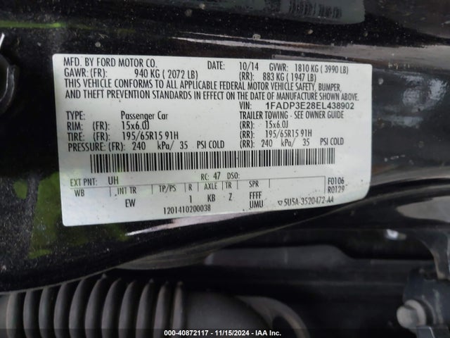 1FADP3E28EL438902 Ford FOCUS S