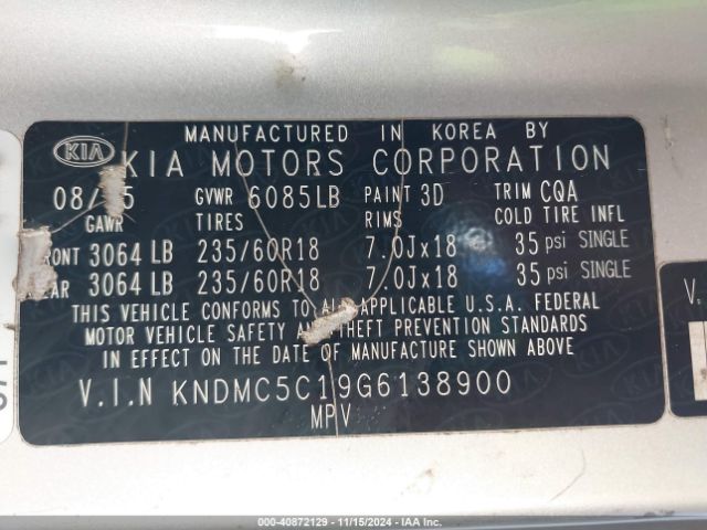 KNDMC5C19G6138900 KIA SEDONA EX