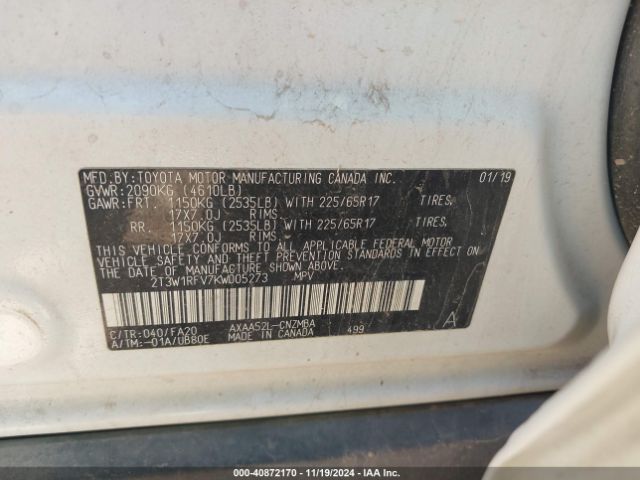 2T3W1RFV7KW005273 Toyota Rav4 Xle