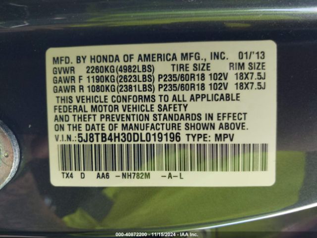 2013 ACURA RDX 5J8TB4H30DL019196 Photo 8