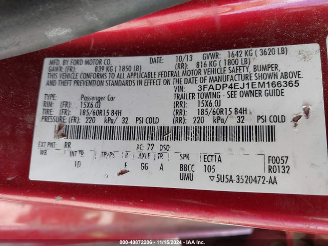 Ford FIESTA SE 2014 3FADP4EJ1EM166365 Image 9
