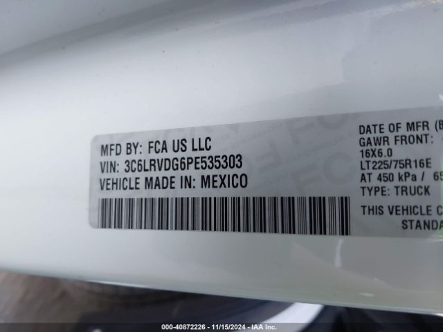 3C6LRVDG6PE535303 RAM Promaster 2500 High Roof 159 Wb