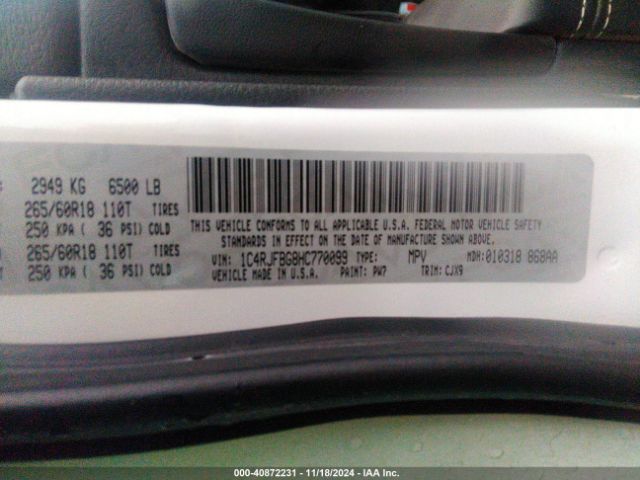 1C4RJFBG8HC770099 Jeep Grand Cherokee Limited 4x4