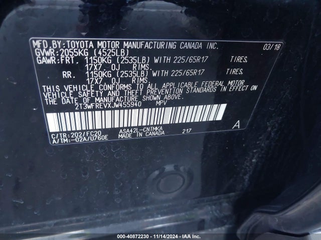 2T3WFREVXJW455940 Toyota Rav4 Adventure/xle