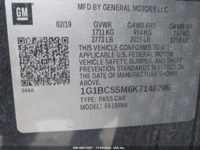 1G1BC5SM6K7148296 Chevrolet CRUZE LS