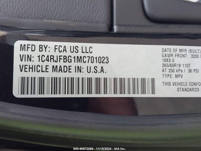 2021 JEEP GRAND CHEROKEE 1C4RJFBG1MC701023 Photo 8