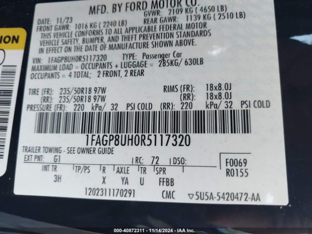 1FAGP8UH0R5117320 Ford Mustang Ecoboost Premium
