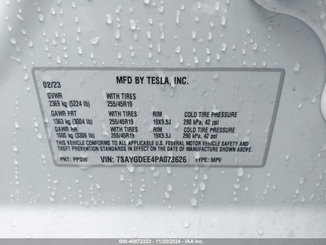 2023 TESLA MODEL Y 7SAYGDEE4PA078626 Photo 8
