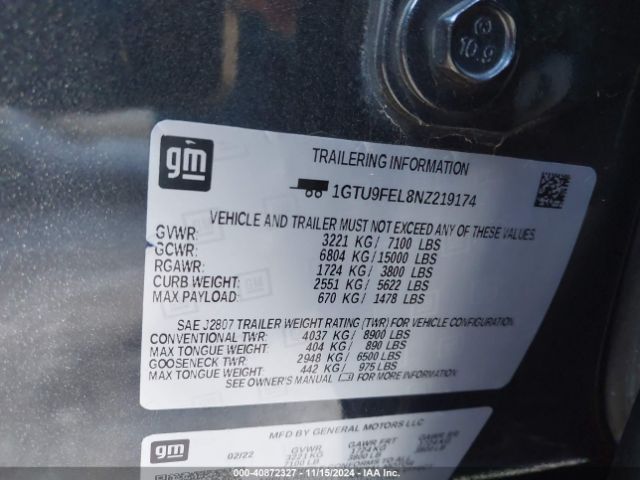 1GTU9FEL8NZ219174 GMC Sierra 1500 Limited 4wd  Short Box Denali