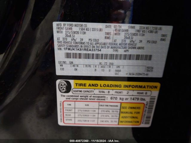 1FMJK1K81REA33754 Ford Expedition Limited Max