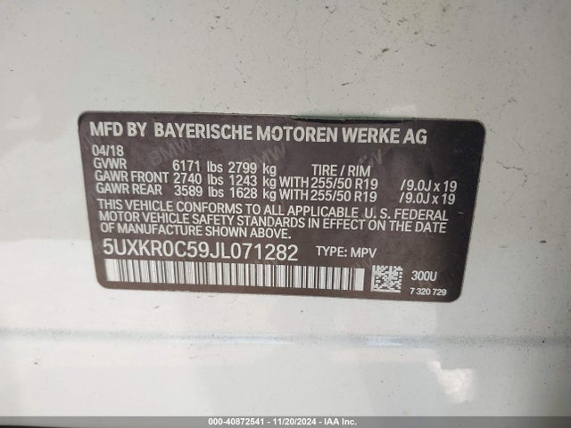 5UXKR0C59JL071282 BMW X5 Xdrive35i