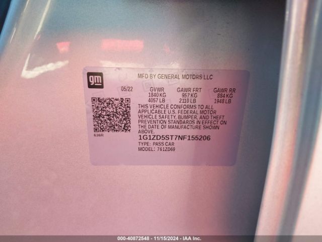 1G1ZD5ST7NF155206 Chevrolet Malibu Fwd Lt