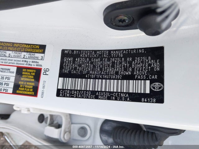 Toyota CAMRY LE 2017 4T1BF1FK1HU708392 Image 9