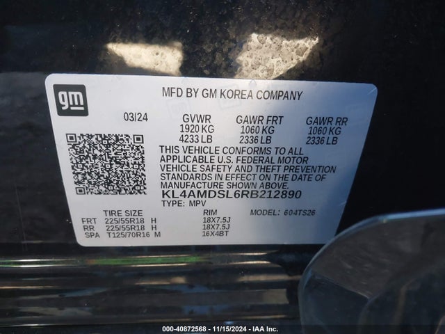 KL4AMDSL6RB212890 Buick Encore Gx Sport Touring Fwd