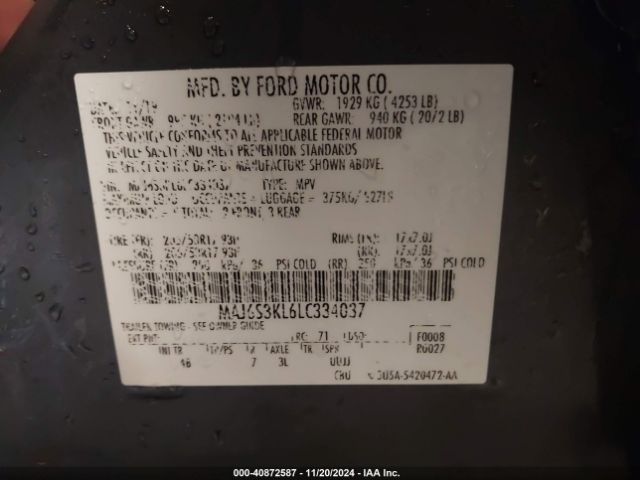 MAJ6S3KL6LC334037 Ford Ecosport Titanium