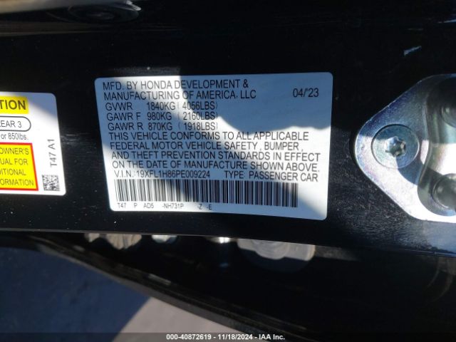 19XFL1H86PE009224 Honda Civic Sport Touring