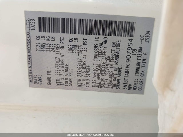 Nissan ROGUE S 2023 5N1BT3AB4PC907954 Image 9