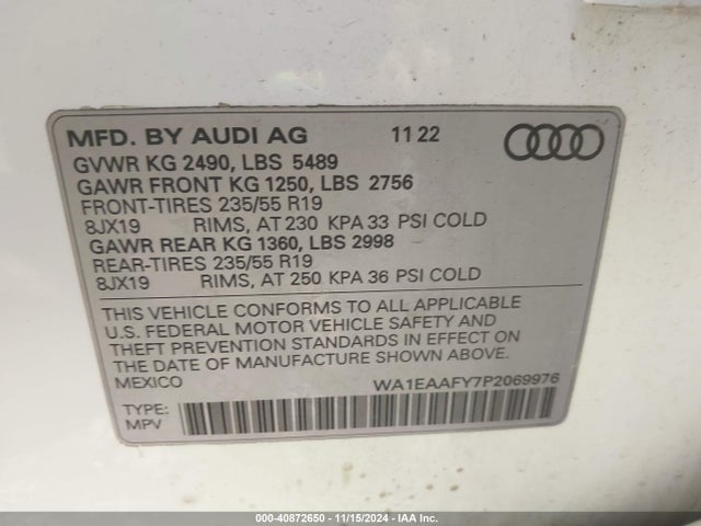 WA1EAAFY7P2069976 Audi Q5 Premium Plus 45 Tfsi S Line Quattro