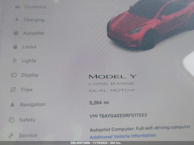 7SAYGAEE0RF017553 Tesla Model Y Long Range Dual Motor All-wheel Drive