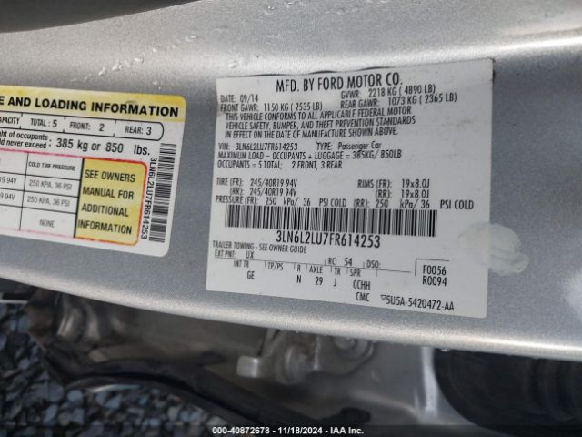 3LN6L2LU7FR614253 Lincoln MKZ HYBRID