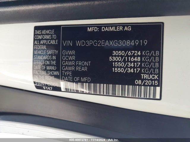WD3PG2EAXG3084919 Mercedes-Benz Metris
