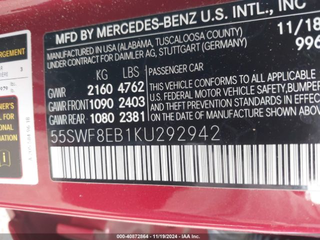 55SWF8EB1KU292942 Mercedes-Benz C 300 4matic