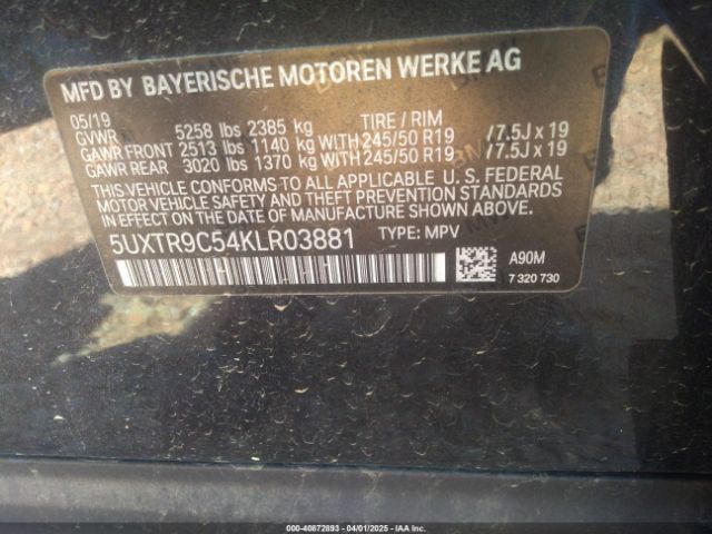 5UXTR9C54KLR03881 BMW X3 Xdrive30i