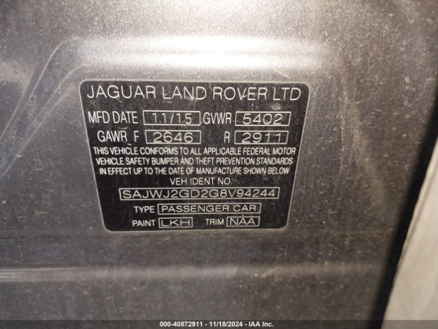 SAJWJ2GD2G8V94244 Jaguar Xj Xjl Portfolio