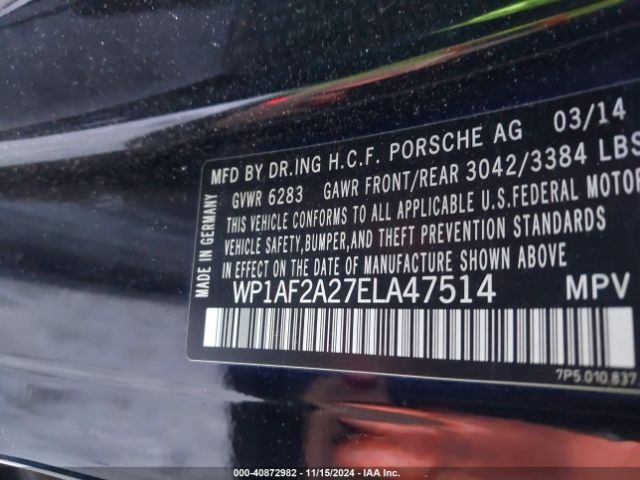 WP1AF2A27ELA47514 Porsche Cayenne Diesel Platinum Edition