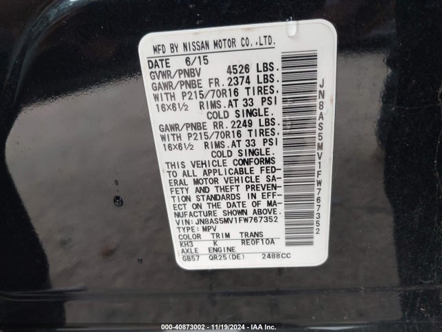 Nissan Rogue Select S 2015 JN8AS5MV1FW767352 Image 9