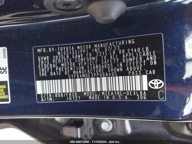 Toyota COROLLA LE 2023 5YFB4MDE3PP068495 Image 9