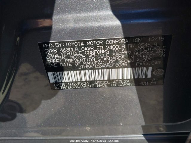 JTHBA1D24G5018035 Lexus IS 200T