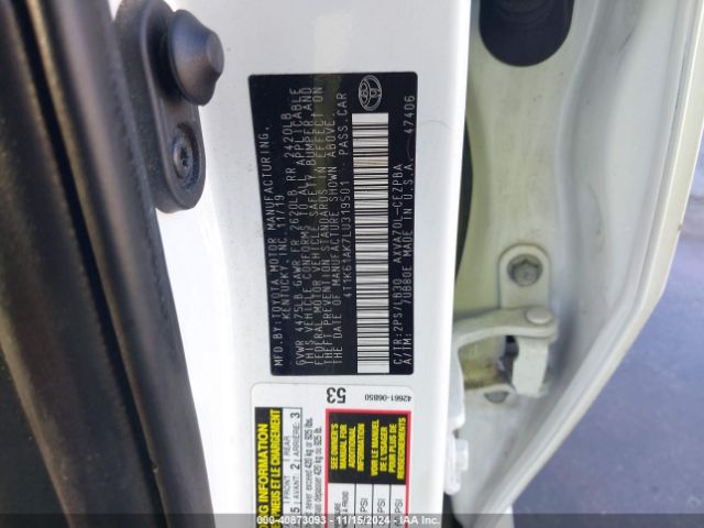 4T1K61AK7LU319501 Toyota CAMRY XSE