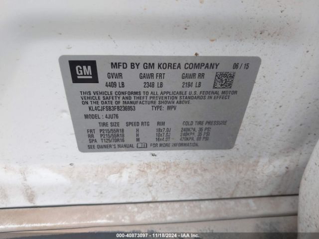 KL4CJFSB3FB236953 Buick Encore Convenience