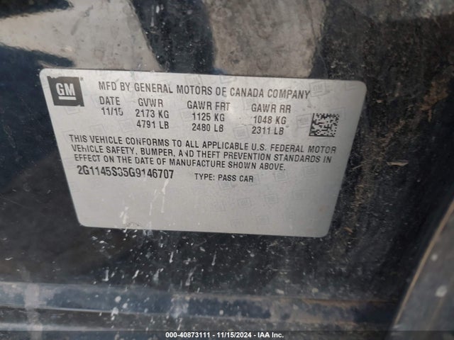 Chevrolet IMPALA 2LZ 2016 2G1145S35G9146707 Image 9