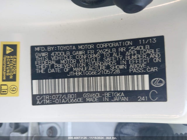 Lexus ES 350 2014 JTHBK1GG6E2105728 Image 9
