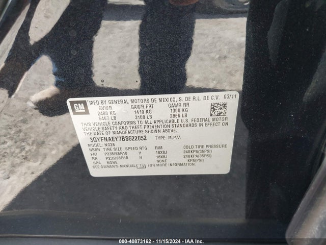 2011 CADILLAC SRX 3GYFNAEY7BS622052 Photo 8