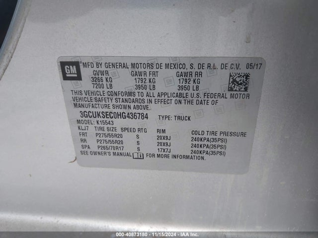 Chevrolet Silverado 1500 2lz 2017 3GCUKSEC0HG436784 Image 9