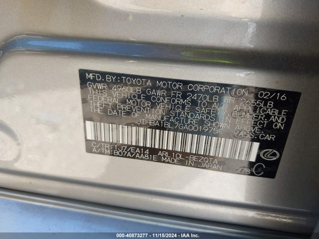 JTHBA1BL7GA001975 Lexus GS 200T