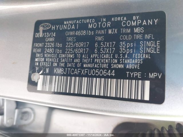 KM8JTCAFXFU050644 Hyundai TUCSON GLS