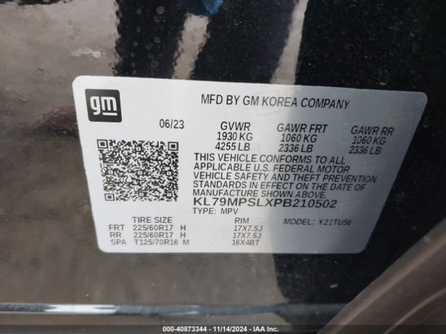 KL79MPSLXPB210502 Chevrolet Trailblazer Fwd Lt