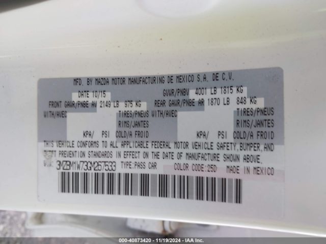 3MZBM1W73GM267533 Mazda Mazda3 I Touring
