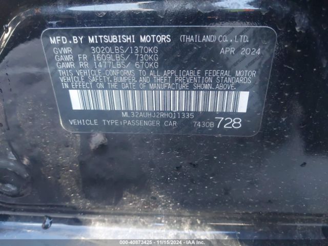 ML32AUHJ2RH011335 Mitsubishi Mirage Es/le