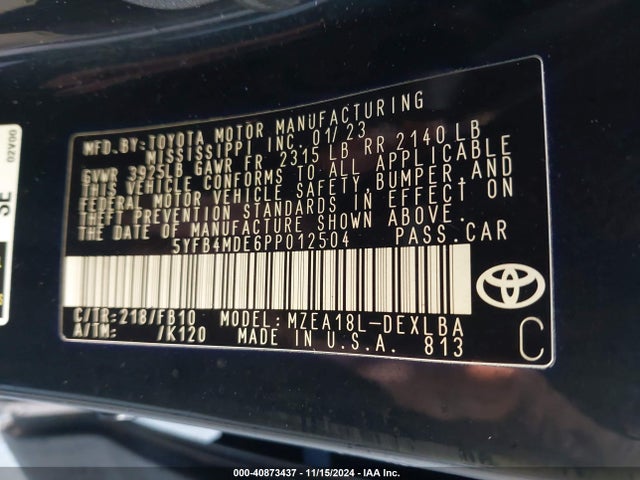 Toyota COROLLA LE 2023 5YFB4MDE6PP012504 Image 9