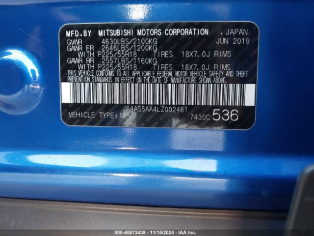 2020 MITSUBISHI ECLIPSE CROSS JA4AS5AA4LZ002461 Photo 8