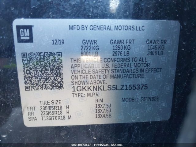 1GKKNKLS5LZ155375 GMC Acadia Fwd Sle
