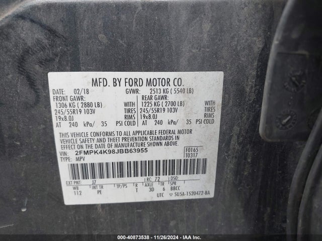 Ford Edge Titanium 2018 2FMPK4K98JBB63955 Image 9