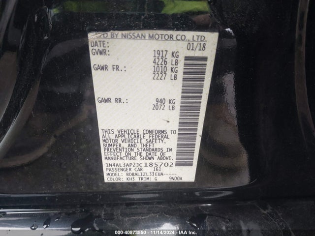 Nissan Altima 2.5 Sv 2018 1N4AL3AP2JC185702 Image 9