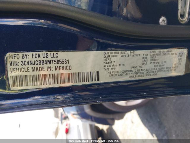 3C4NJCBB4MT585581 Jeep Compass Latitude Fwd
